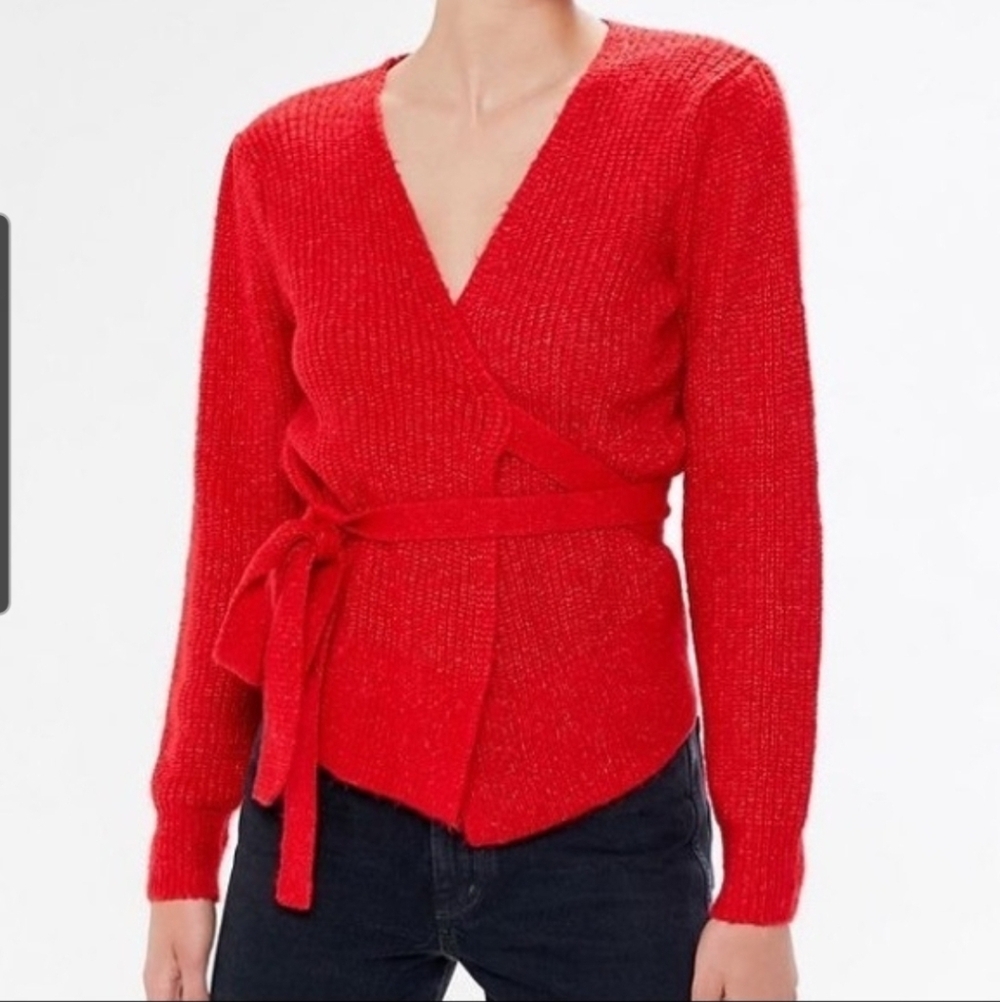 Urban Outfitters Red Wrap Sweater